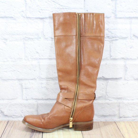 Michael Kors St15h Brown Zip-up Knee High Lined Leather Boots Size 6.5 M - Picture 12 of 13